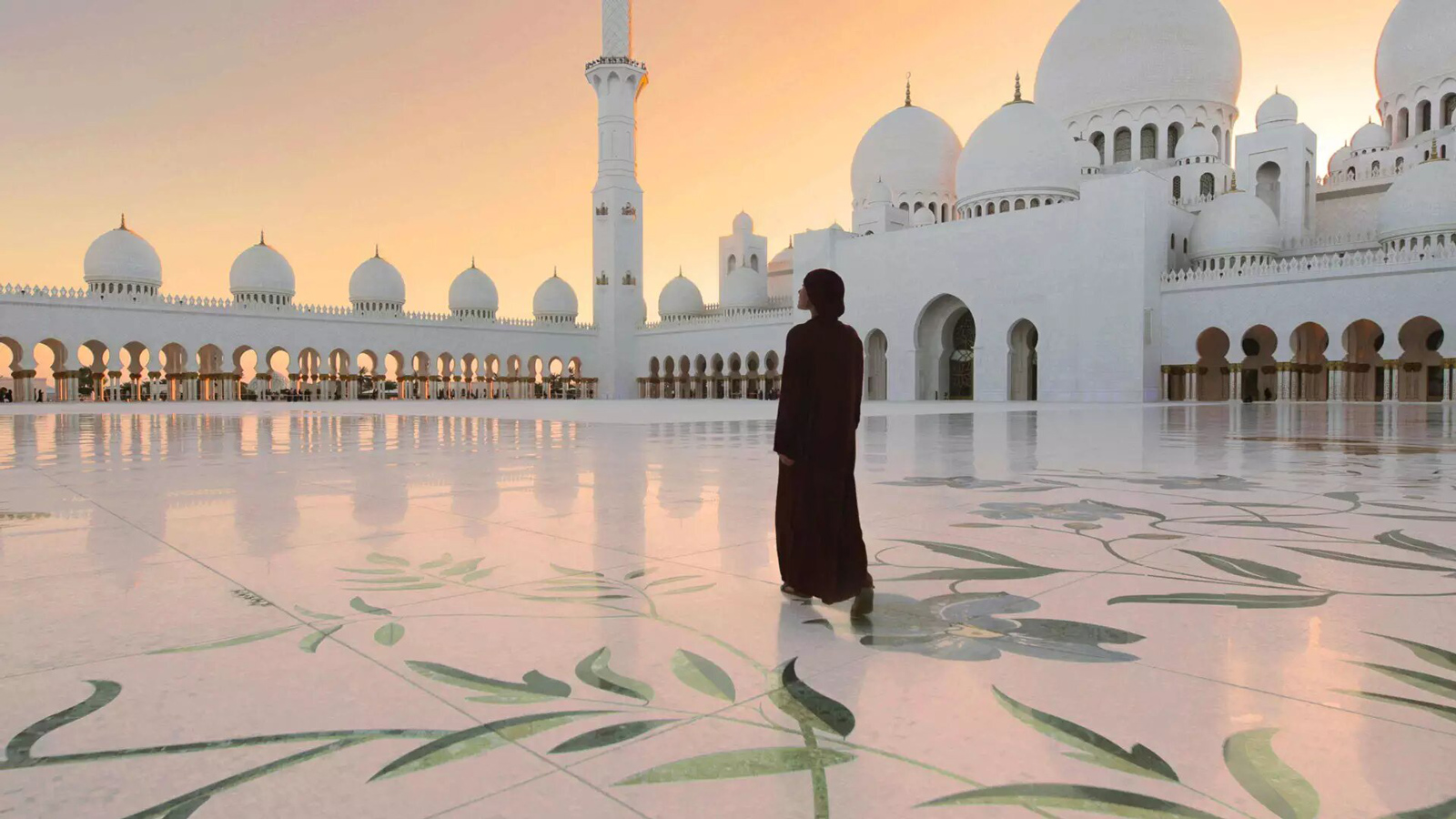 Standing person on Saadiyat Island skyline
