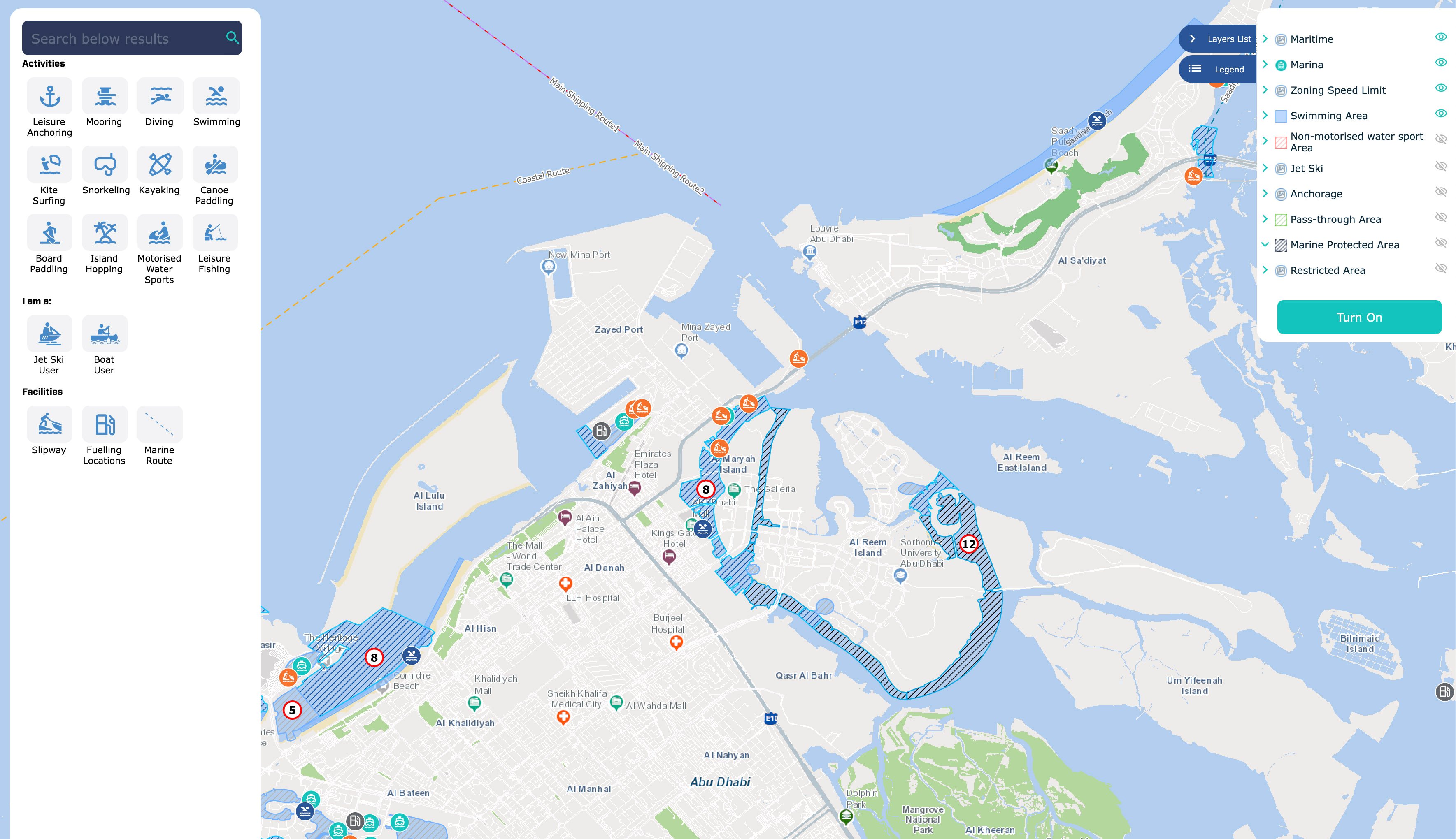 Abu Dhabi Maritime Safety & Zoning Map