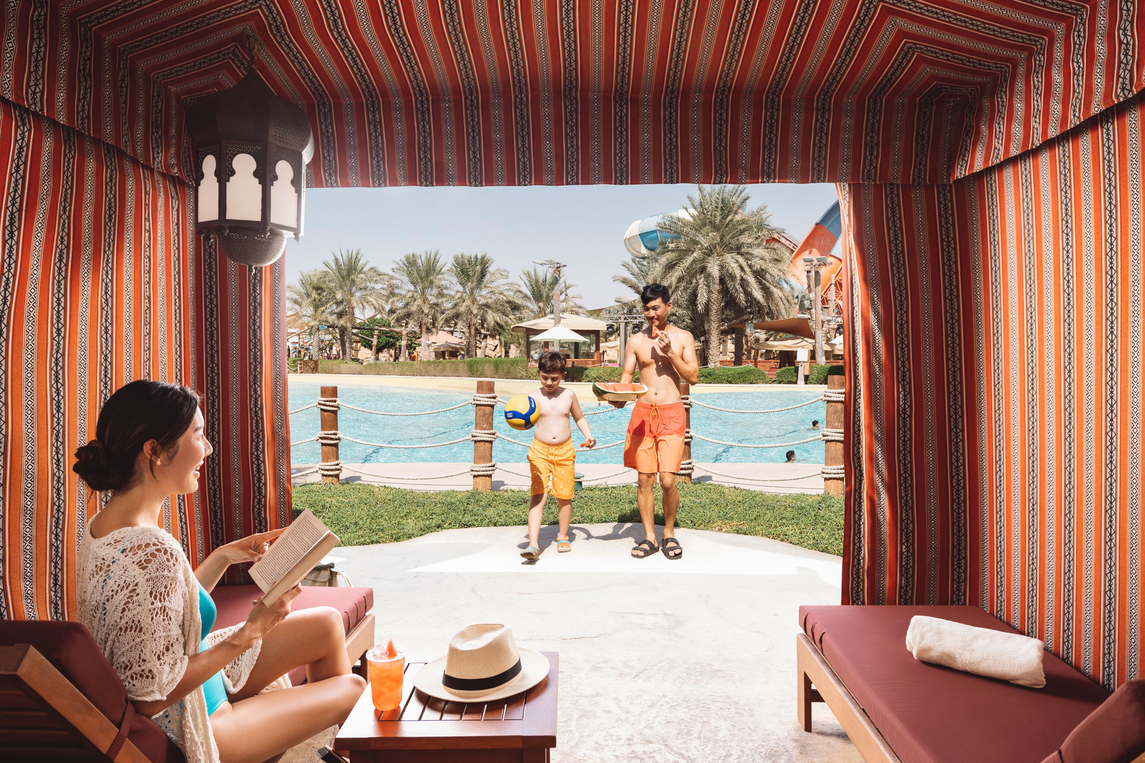 Asian family enjoying their time in Yas Waterworld