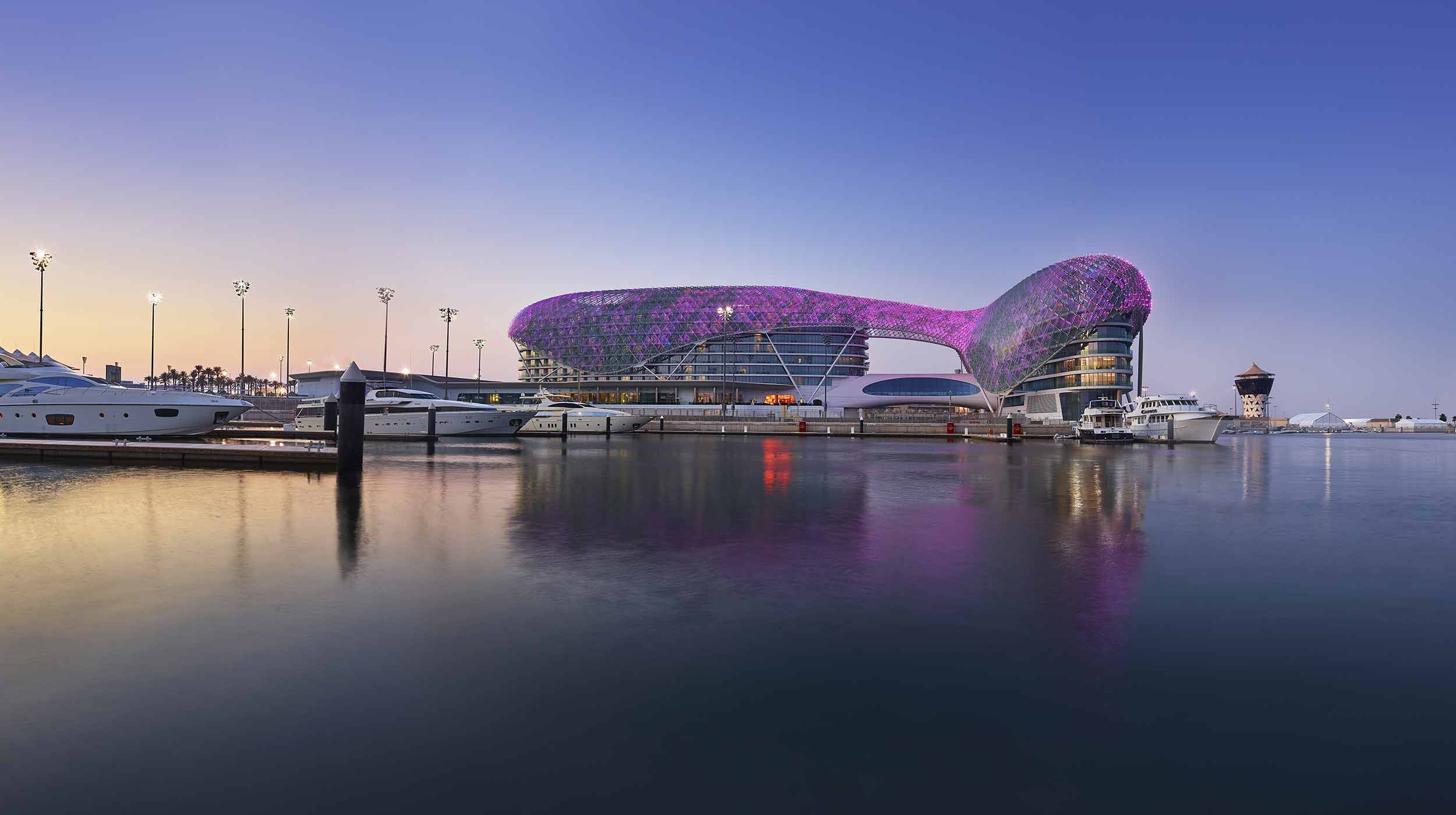 Bird's eye view of the W Abu Dhabi Yas Island and Yas Marina